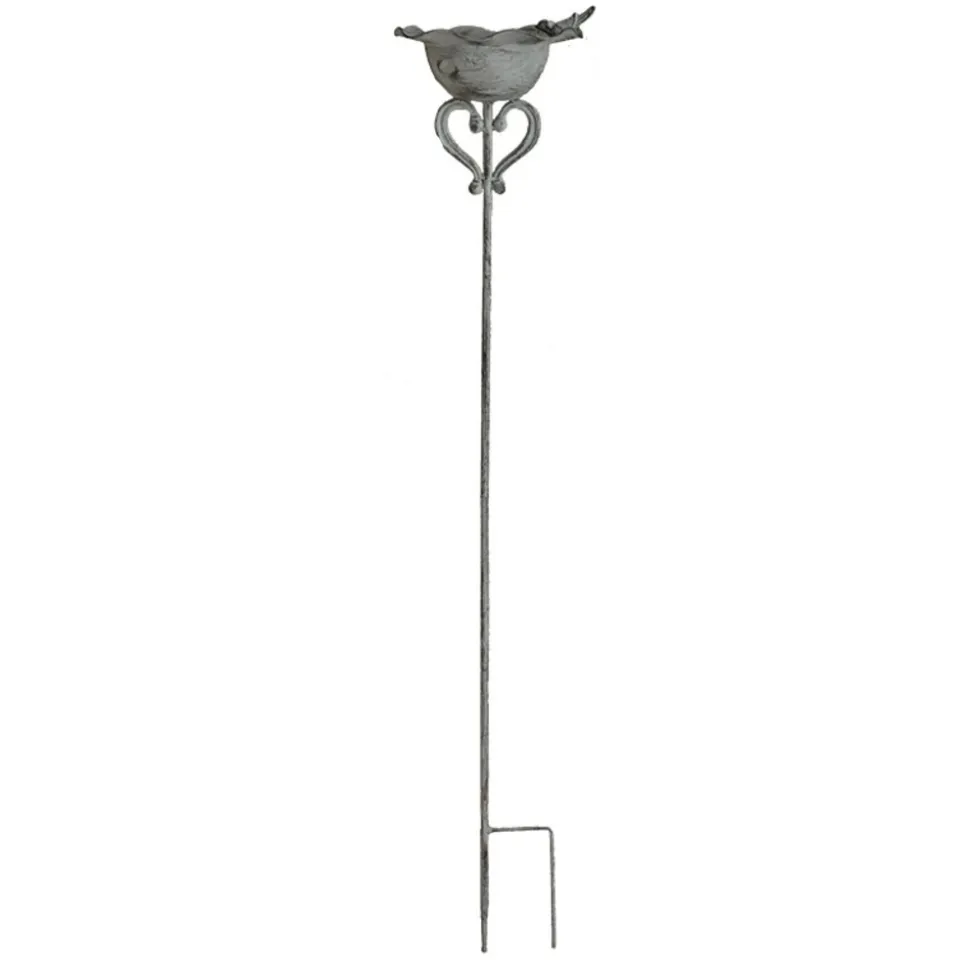 LA GRANDE PRAIRIE - Mangeoire planter forme cœur gris patiné 21x110cm