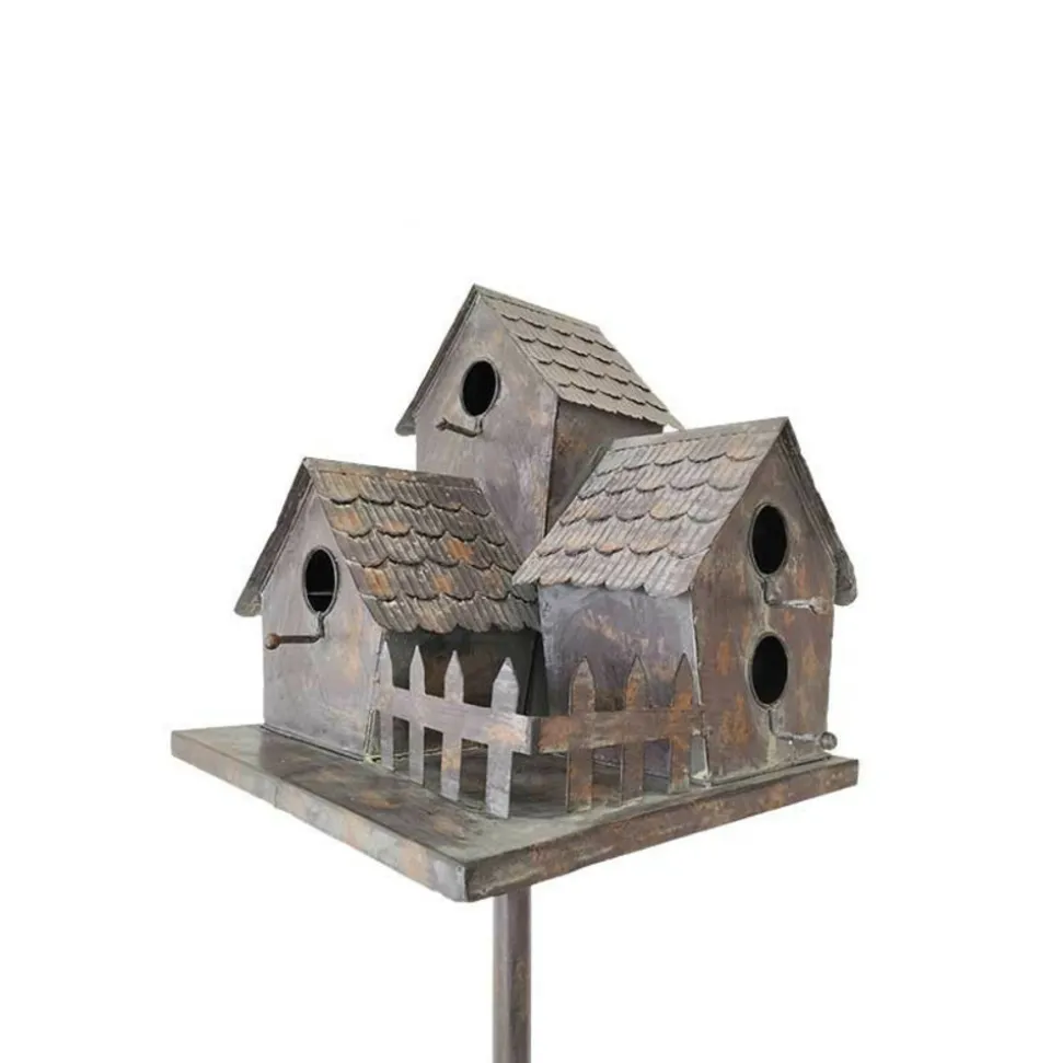 LA GRANDE PRAIRIE - Nichoir oiseaux fer village 34x31x170cm