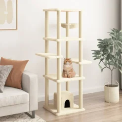 MAISON EXCLUSIVE - Arbre à chat avec griffoirs en sisal crème 154 cm