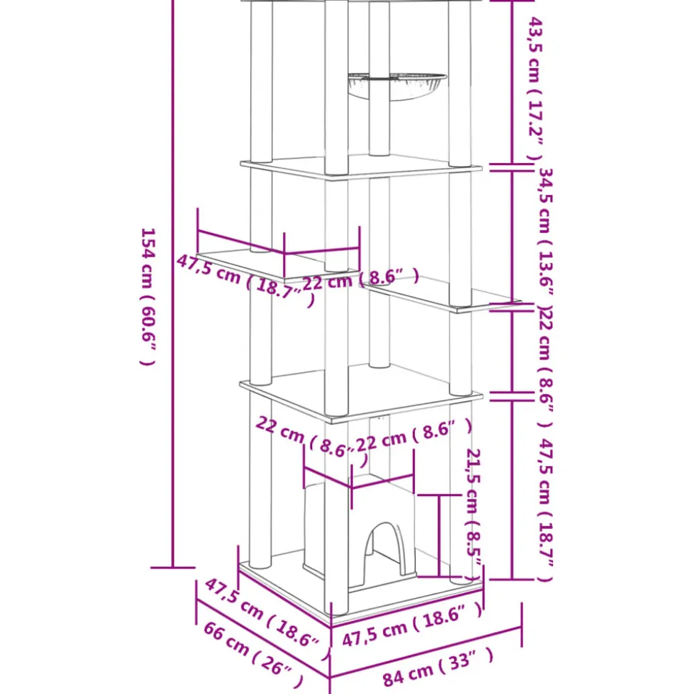 MAISON EXCLUSIVE - Arbre à chat avec griffoirs en sisal crème 154 cm