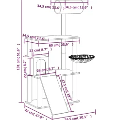 MAISON EXCLUSIVE - Arbre à chat avec griffoirs en sisal crème 131 cm