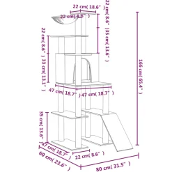 MAISON EXCLUSIVE - Arbre à chat avec griffoirs en sisal crème 166 cm