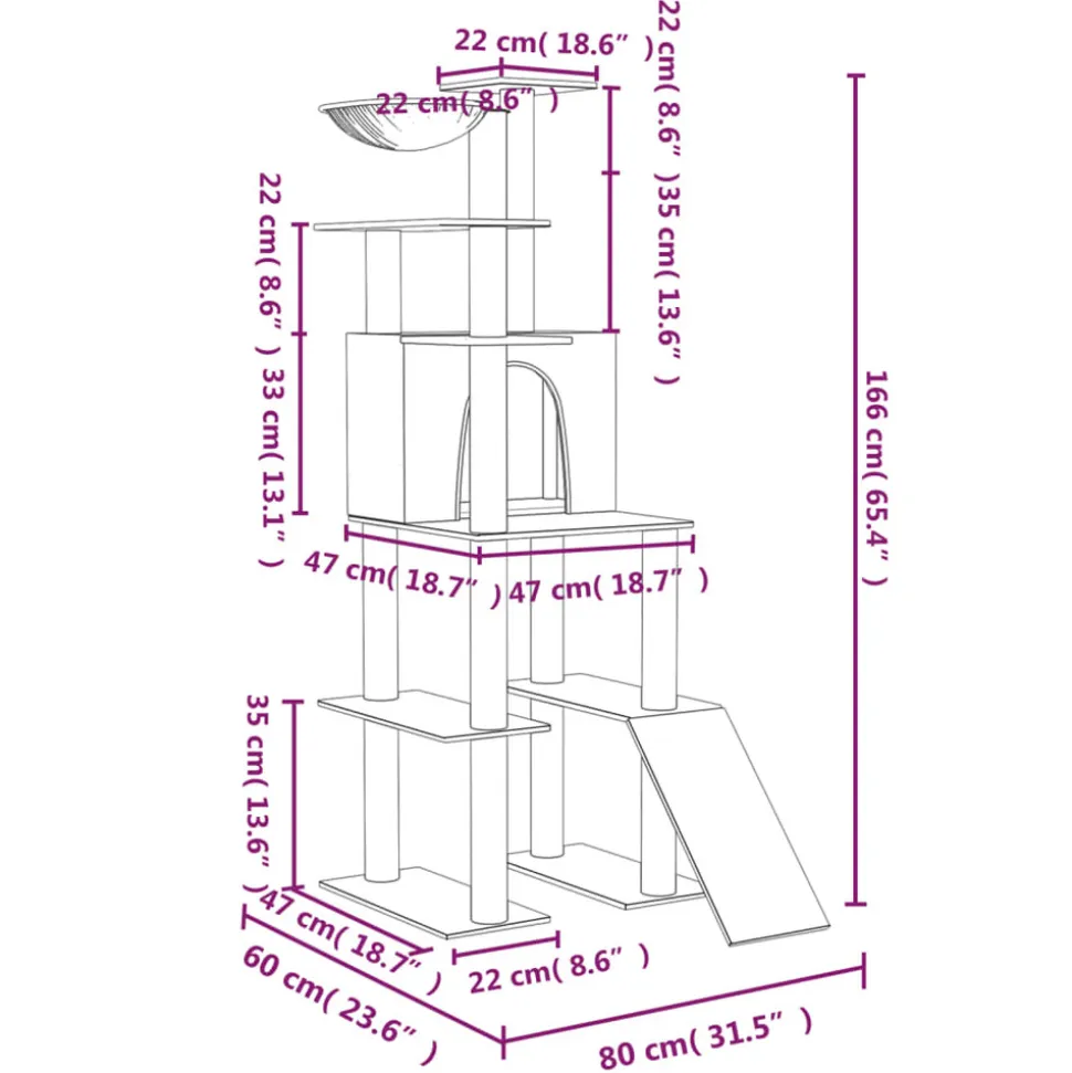 MAISON EXCLUSIVE - Arbre à chat avec griffoirs en sisal crème 166 cm