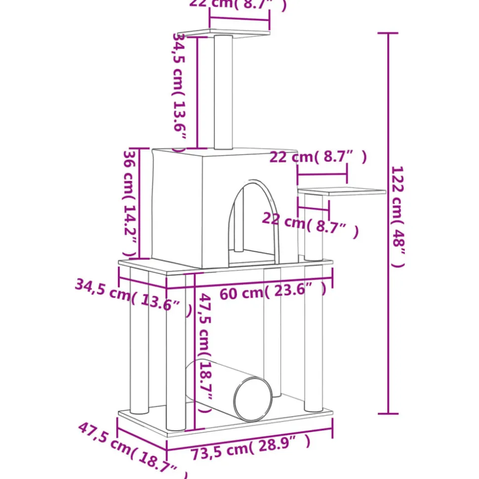 MAISON EXCLUSIVE - Arbre à chat avec griffoirs en sisal crème 122 cm