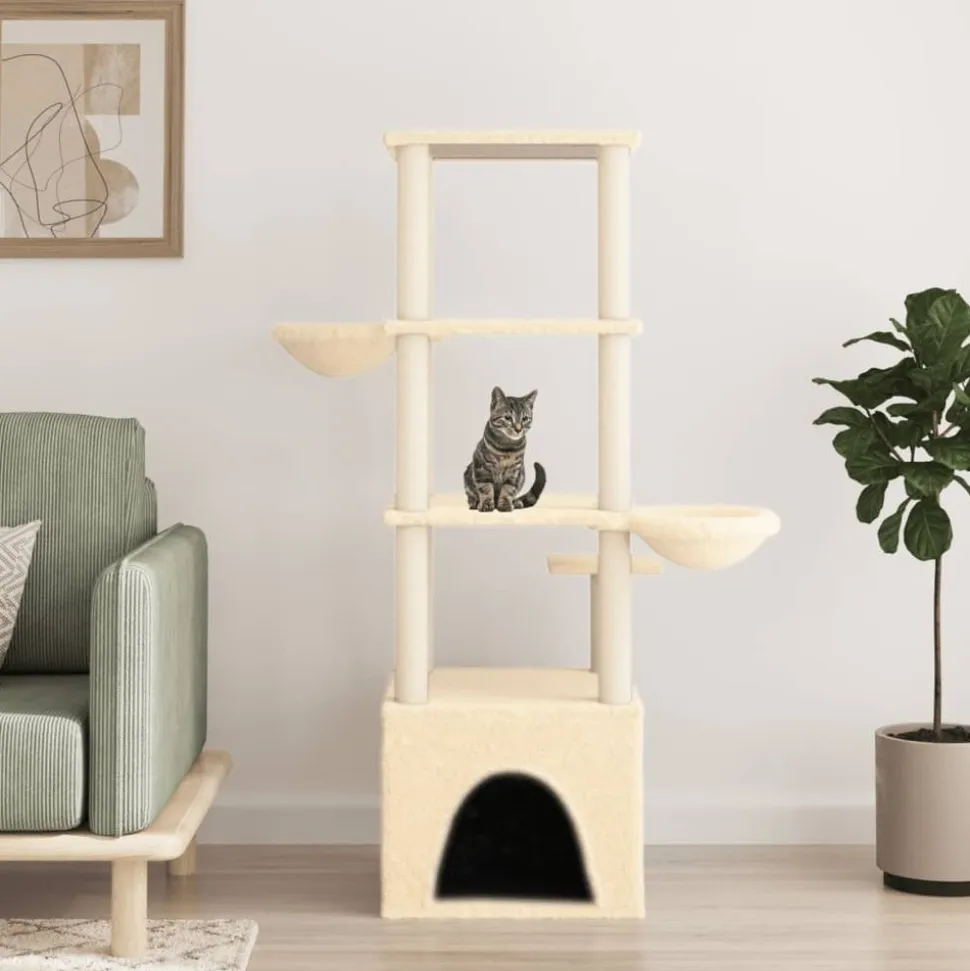 MAISON EXCLUSIVE - Arbre à chat avec griffoirs en sisal crème 147 cm
