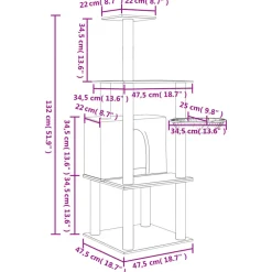 MAISON EXCLUSIVE - Arbre à chat avec griffoirs en sisal crème 132 cm