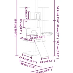 MAISON EXCLUSIVE - Arbre à chat avec griffoirs en sisal crème 154 cm