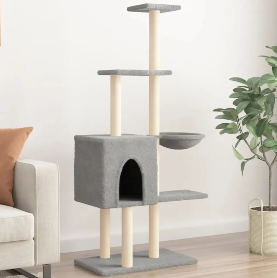 MAISON EXCLUSIVE - Arbre à chat avec griffoirs en sisal gris clair 145 cm