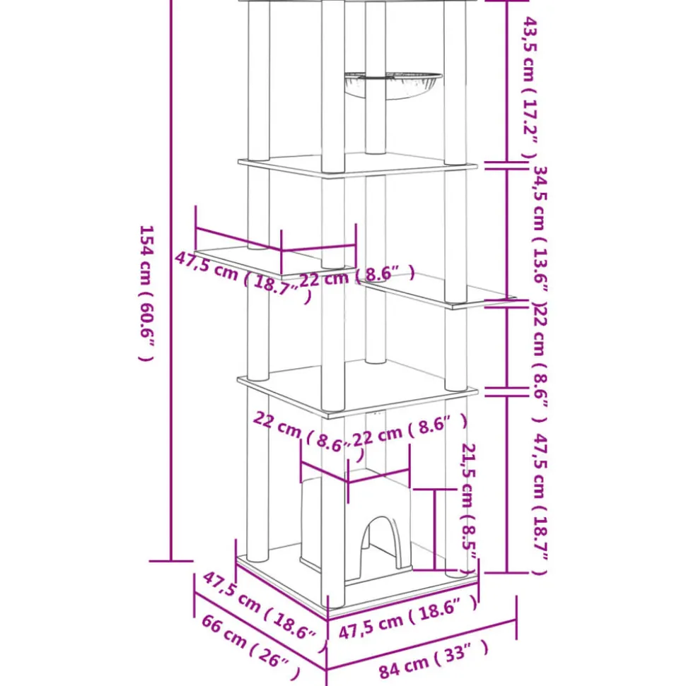 MAISON EXCLUSIVE - Arbre à chat avec griffoirs en sisal gris clair 154 cm