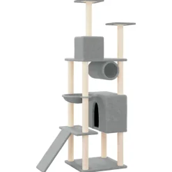 MAISON EXCLUSIVE - Arbre à chat avec griffoirs en sisal gris clair 168 cm