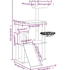 MAISON EXCLUSIVE - Arbre à chat avec griffoirs en sisal gris clair 131 cm