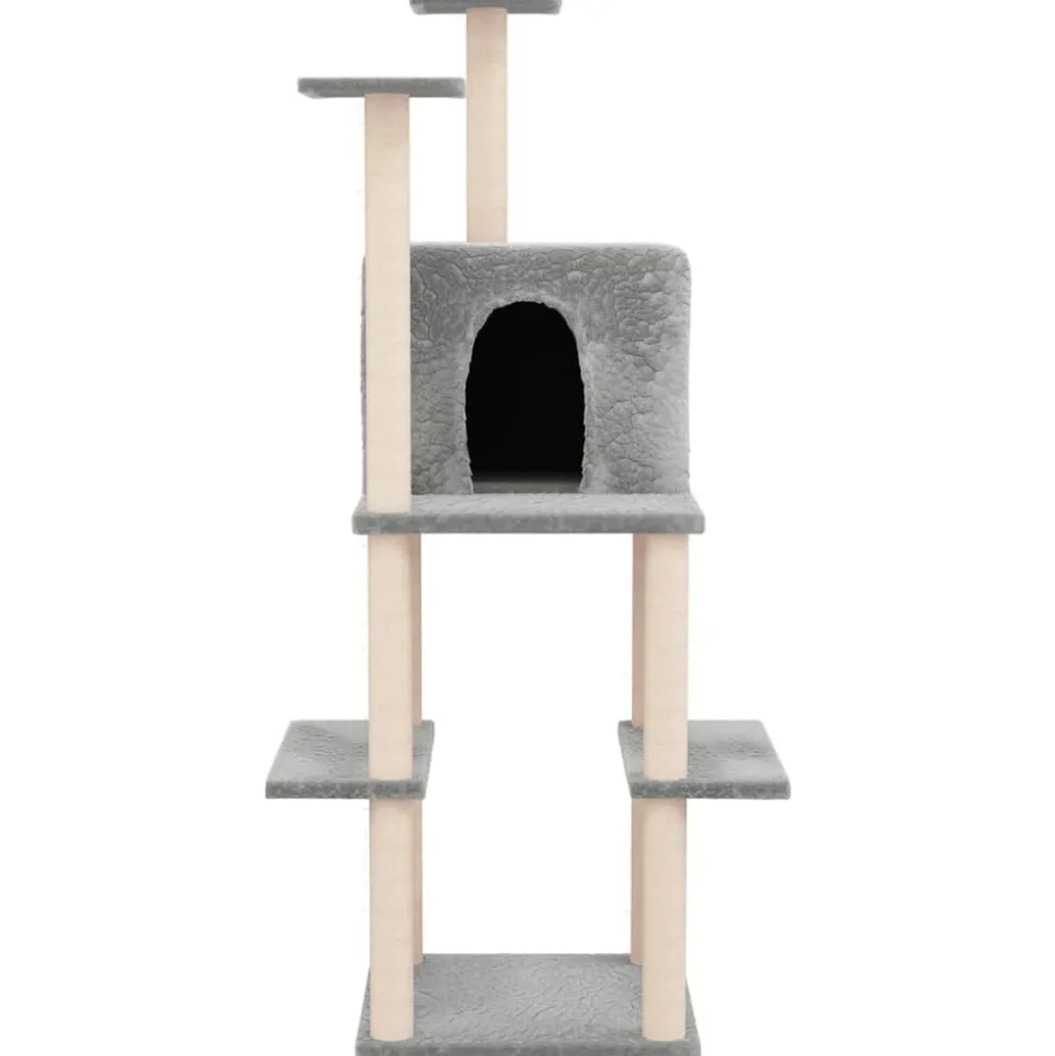 MAISON EXCLUSIVE - Arbre à chat avec griffoirs en sisal gris clair 144,5 cm