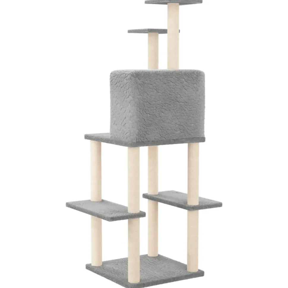 MAISON EXCLUSIVE - Arbre à chat avec griffoirs en sisal gris clair 144,5 cm