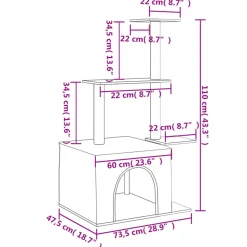 MAISON EXCLUSIVE - Arbre à chat avec griffoirs en sisal gris clair 110 cm