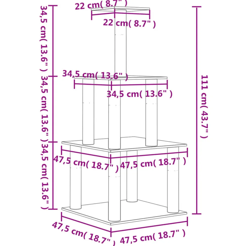 MAISON EXCLUSIVE - Arbre à chat avec griffoirs en sisal gris clair 111 cm