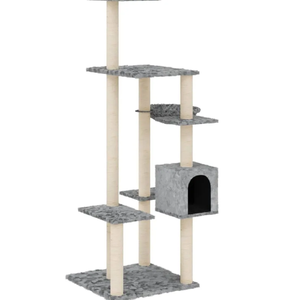 MAISON EXCLUSIVE - Arbre à chat avec griffoirs en sisal gris clair 142 cm