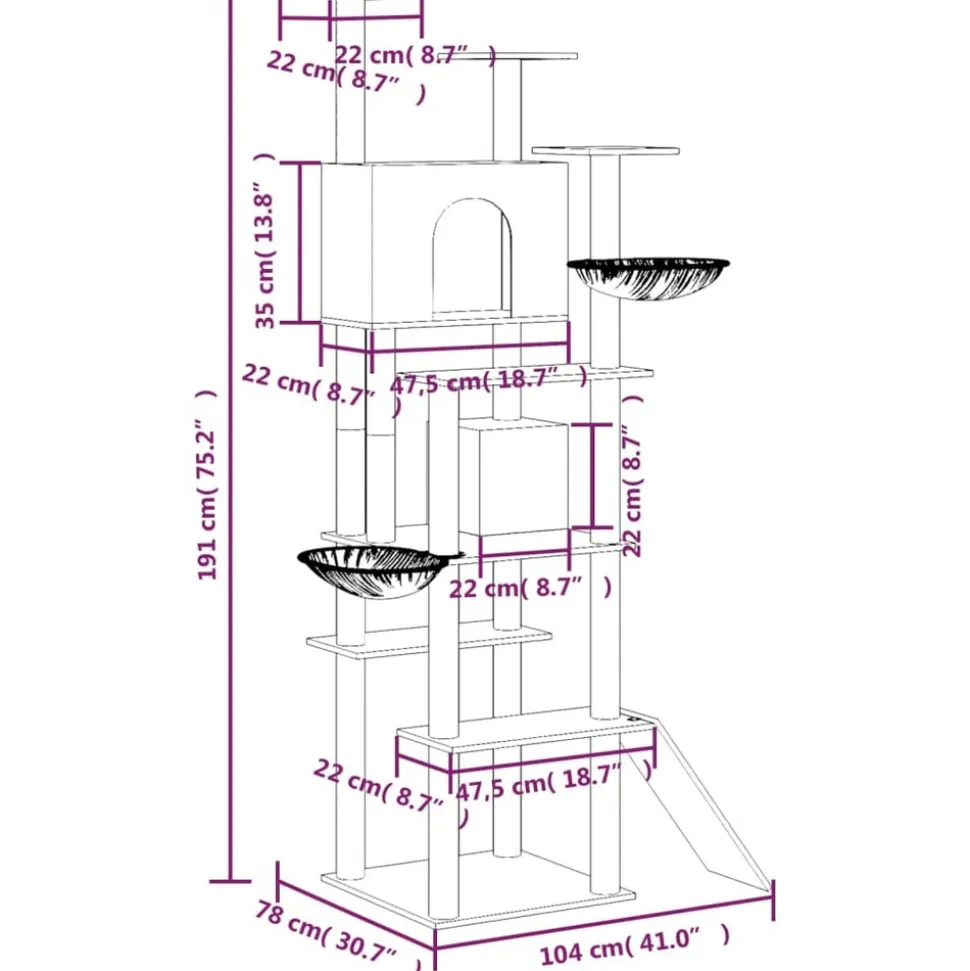 MAISON EXCLUSIVE - Arbre à chat avec griffoirs en sisal gris clair 191 cm