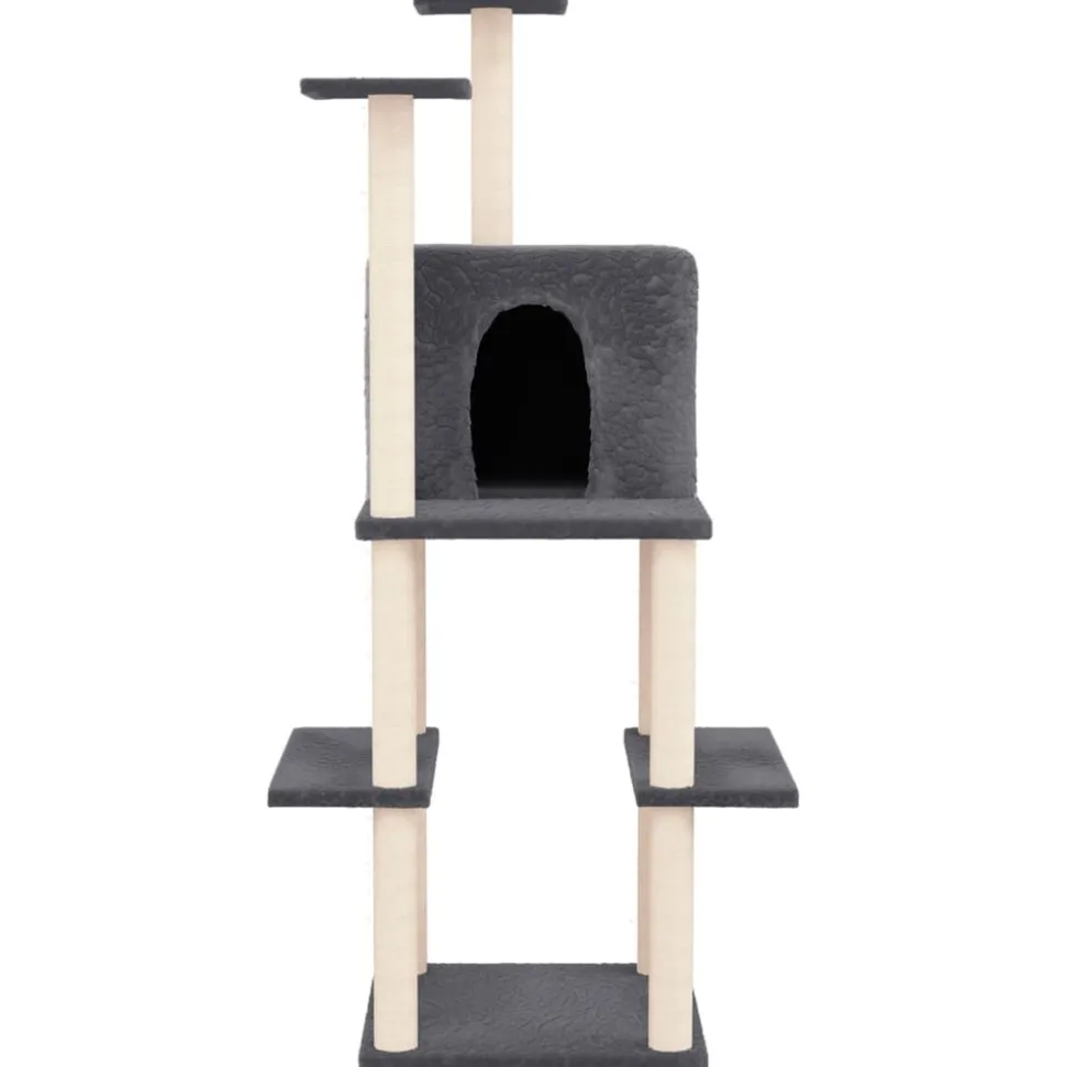 MAISON EXCLUSIVE - Arbre à chat avec griffoirs en sisal gris foncé 144,5 cm