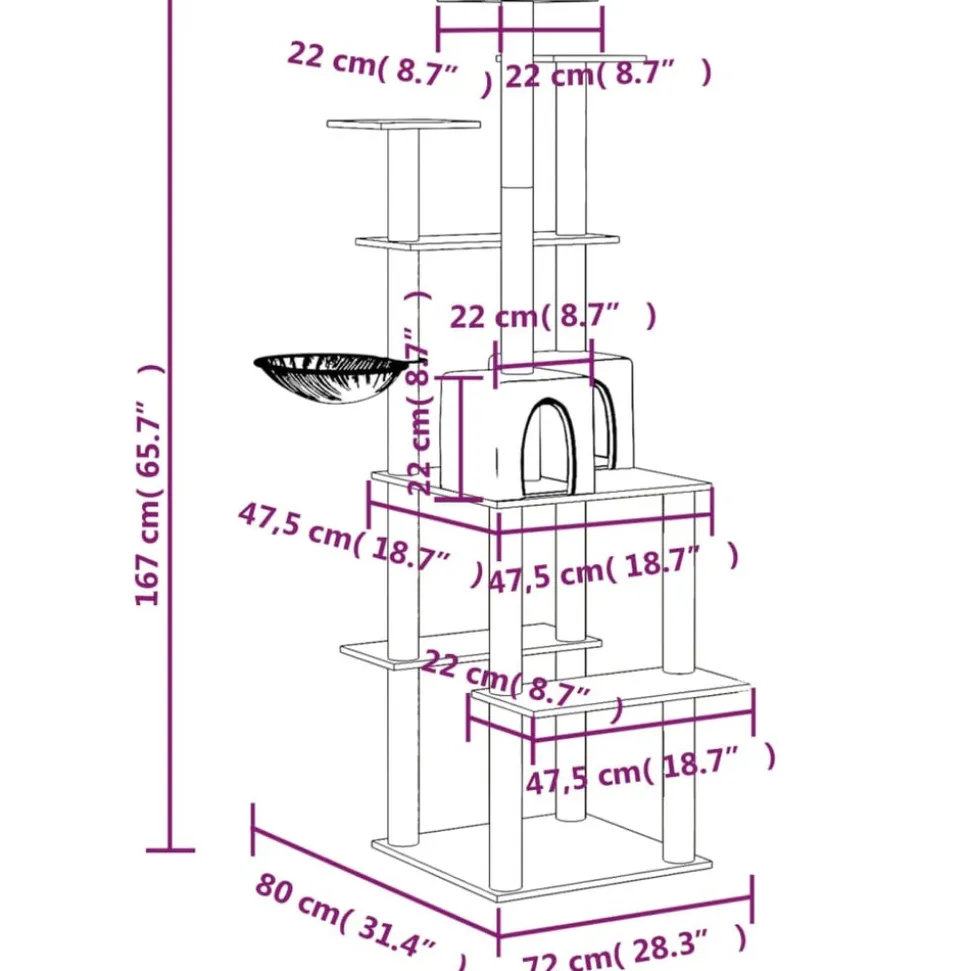 MAISON EXCLUSIVE - Arbre à chat avec griffoirs en sisal gris foncé 167 cm