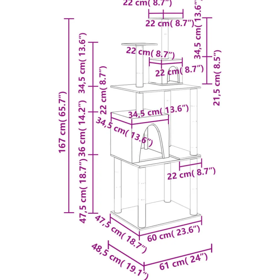 MAISON EXCLUSIVE - Arbre à chat avec griffoirs en sisal gris foncé 167 cm