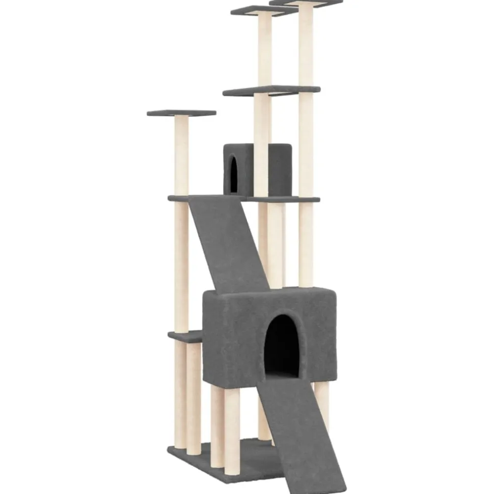 MAISON EXCLUSIVE - Arbre à chat avec griffoirs en sisal gris foncé 190 cm