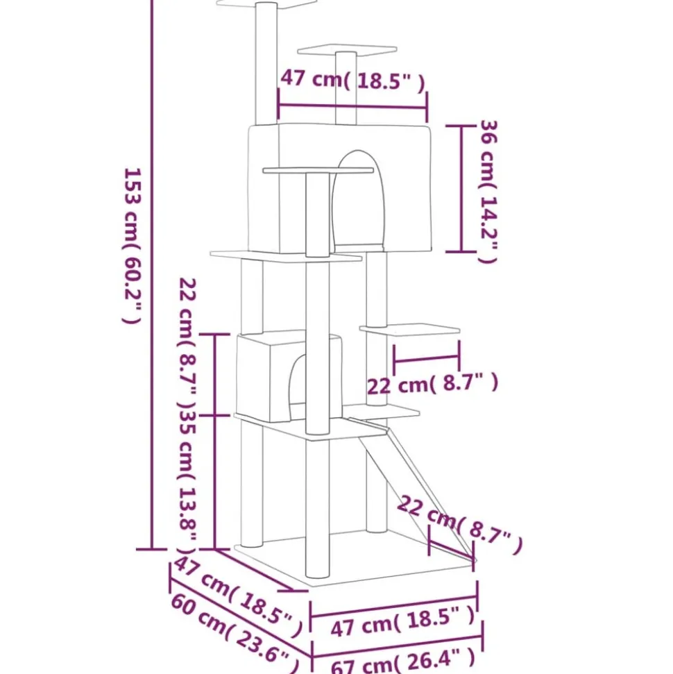 MAISON EXCLUSIVE - Arbre à chat avec griffoirs en sisal gris foncé 153 cm