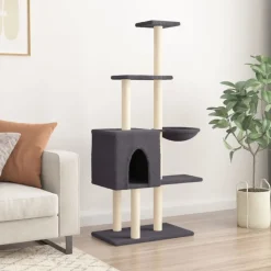 MAISON EXCLUSIVE - Arbre à chat avec griffoirs en sisal gris foncé 145 cm