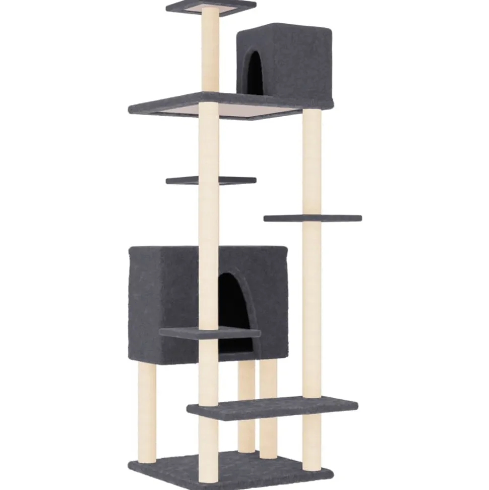 MAISON EXCLUSIVE - Arbre à chat avec griffoirs en sisal gris foncé 154 cm