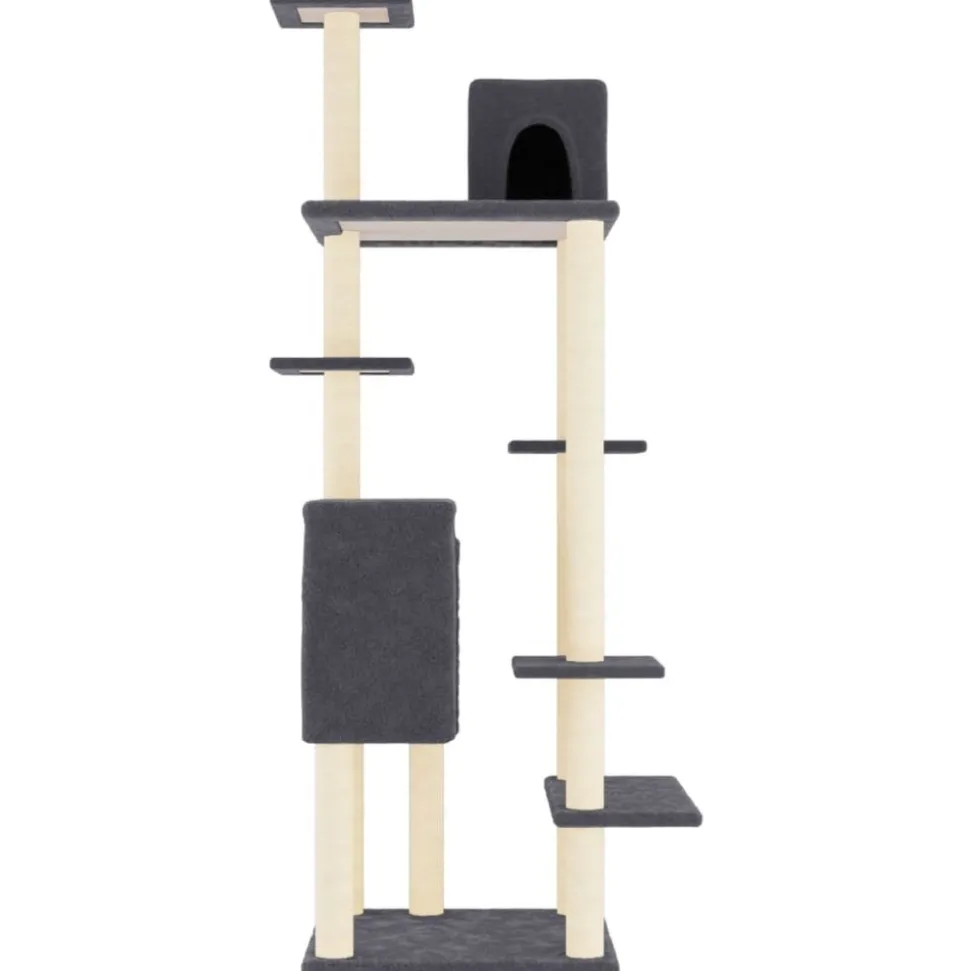 MAISON EXCLUSIVE - Arbre à chat avec griffoirs en sisal gris foncé 154 cm