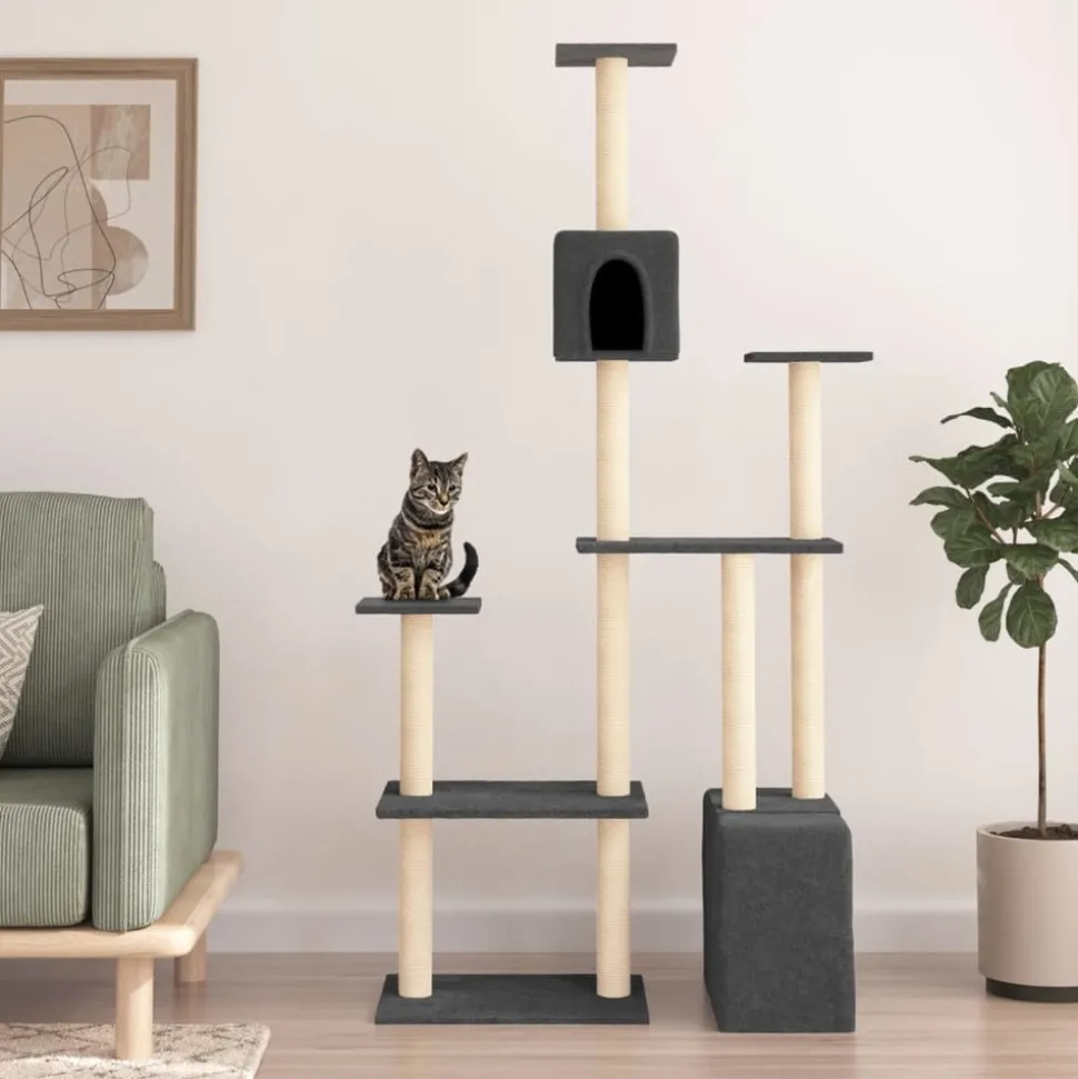 MAISON EXCLUSIVE - Arbre à chat avec griffoirs en sisal gris foncé 180 cm