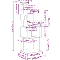MAISON EXCLUSIVE - Arbre à chat avec griffoirs en sisal gris foncé 166 cm