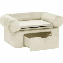 MAISON EXCLUSIVE - Canapé pour chien avec tiroir crème 75x50x38 cm peluche