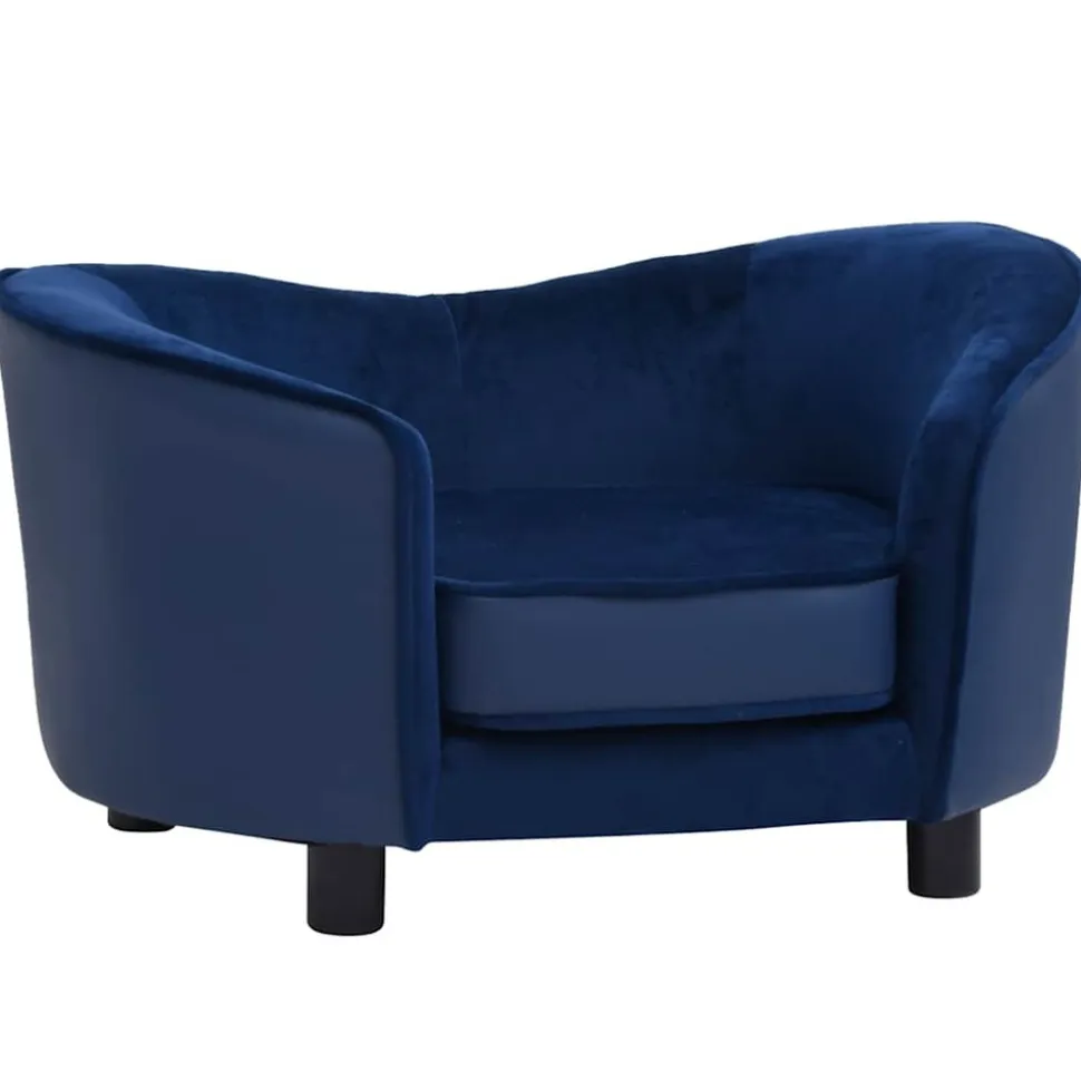 MAISON EXCLUSIVE - Canapé pour chien bleu 69x49x40 cm peluche et similicuir