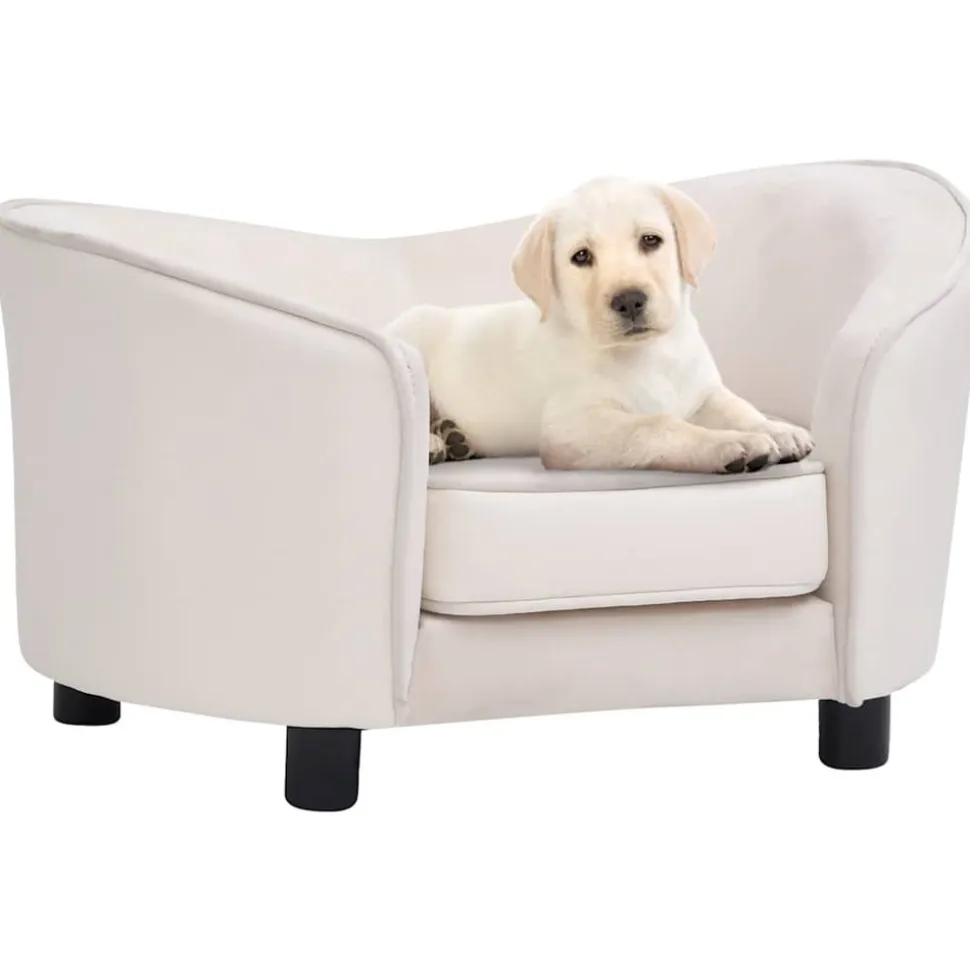 MAISON EXCLUSIVE - Canapé pour chien crème 69x49x40 cm peluche et similicuir