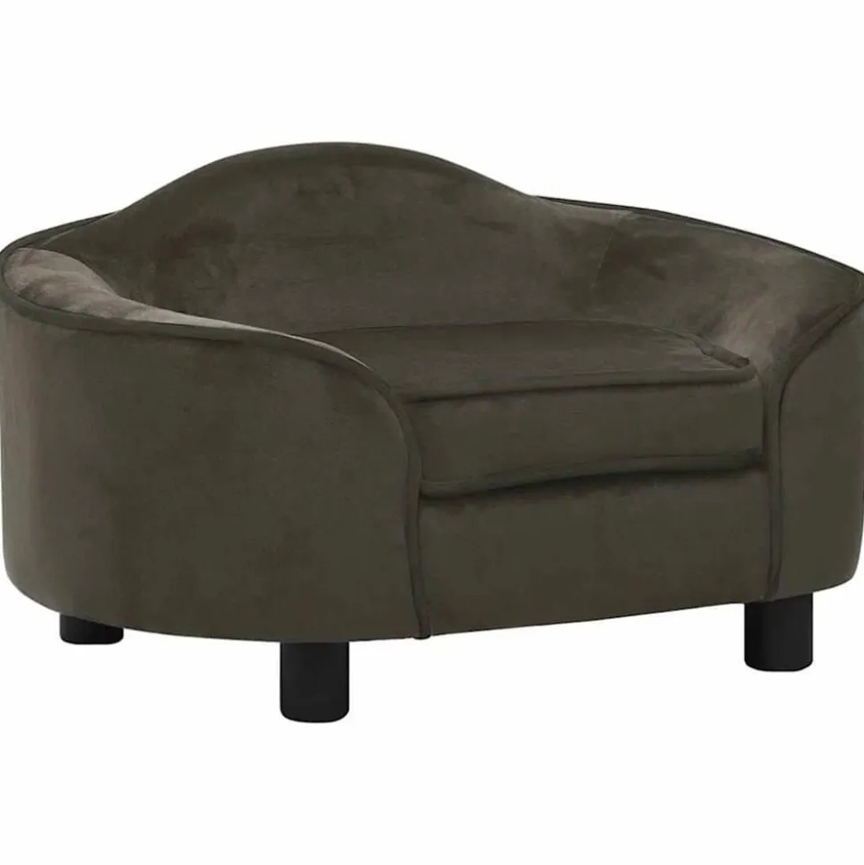 MAISON EXCLUSIVE - Canapé pour chien gris foncé 67x47x36 cm peluche