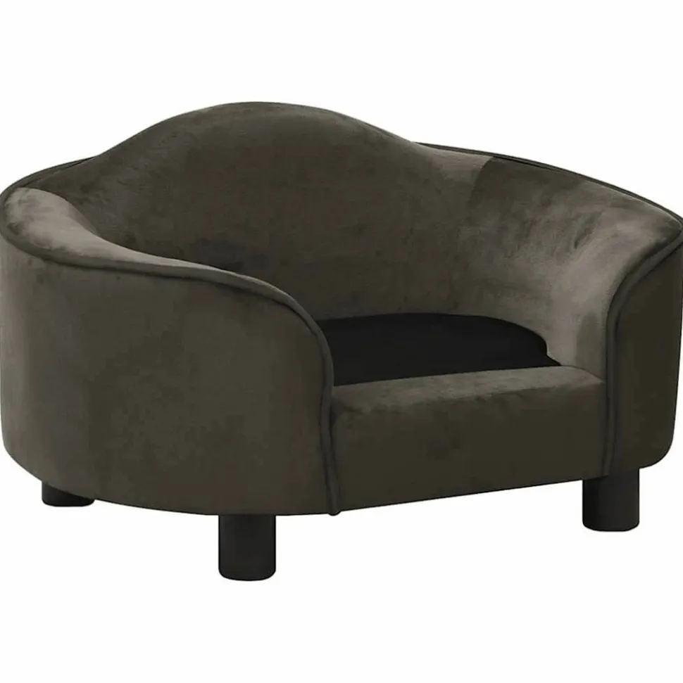 MAISON EXCLUSIVE - Canapé pour chien gris foncé 67x47x36 cm peluche