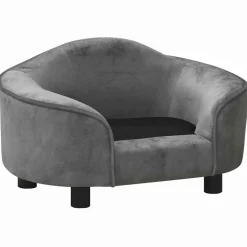 MAISON EXCLUSIVE - Canapé pour chien gris 67x47x36 cm peluche