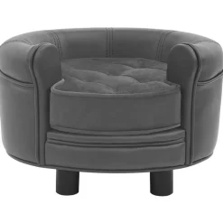 MAISON EXCLUSIVE - Canapé pour chien gris 48x48x32 cm peluche et similicuir