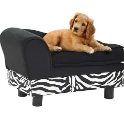MAISON EXCLUSIVE - Canapé pour chien noir 57x34x36 cm peluche