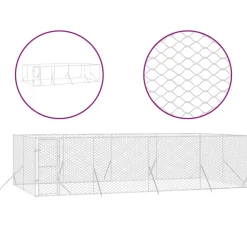 MAISON EXCLUSIVE - Chenil d'extérieur pour chiens argenté 8x4x2 m acier galvanisé