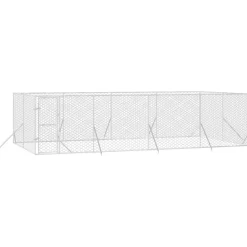 MAISON EXCLUSIVE - Chenil d'extérieur pour chiens argenté 8x4x2 m acier galvanisé