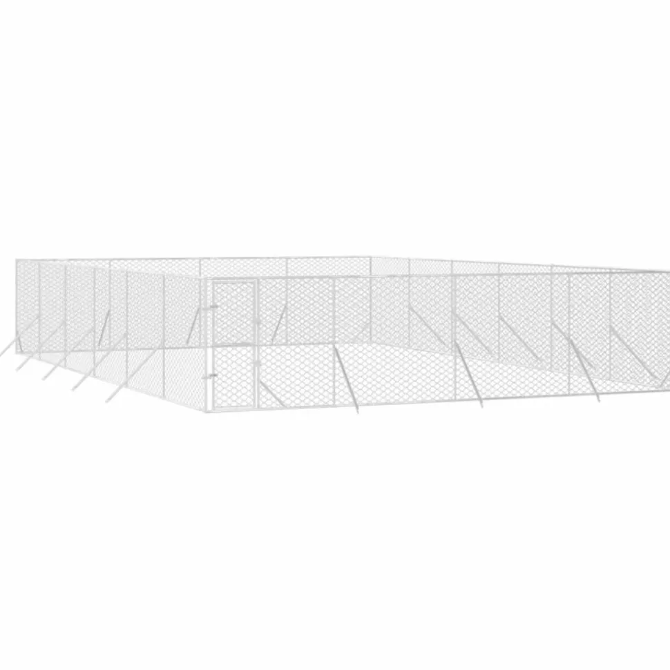 MAISON EXCLUSIVE - Chenil d'extérieur pour chiens argenté 8x12x2 m acier galvanisé