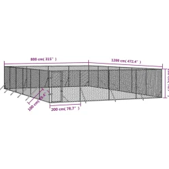 MAISON EXCLUSIVE - Chenil d'extérieur pour chiens argenté 8x12x2 m acier galvanisé