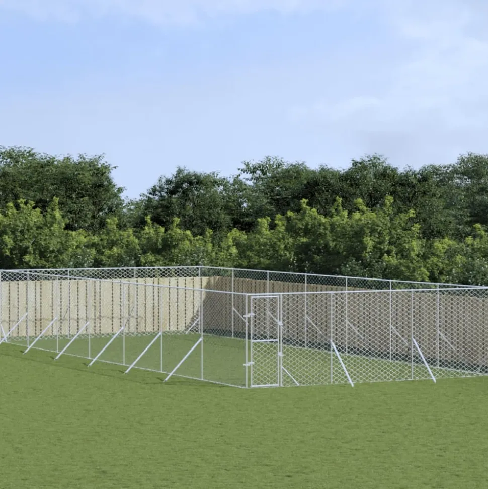 MAISON EXCLUSIVE - Chenil d'extérieur pour chiens argenté 6x14x2 m acier galvanisé