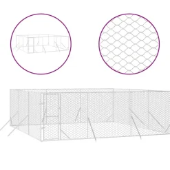 MAISON EXCLUSIVE - Chenil d'extérieur pour chiens argenté 6x6x2 m acier galvanisé