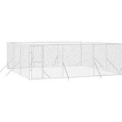 MAISON EXCLUSIVE - Chenil d'extérieur pour chiens argenté 6x6x2 m acier galvanisé