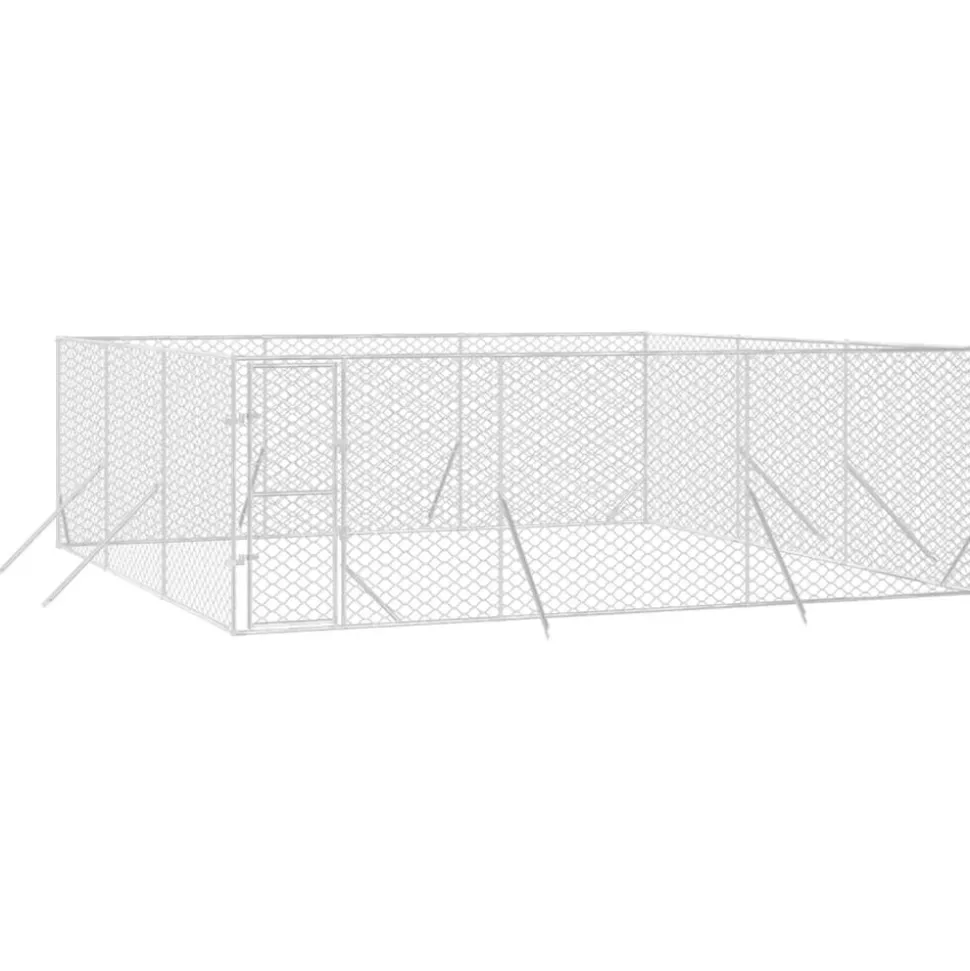 MAISON EXCLUSIVE - Chenil d'extérieur pour chiens argenté 6x6x2 m acier galvanisé