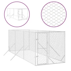 MAISON EXCLUSIVE - Chenil d'extérieur pour chiens argenté 2x6x2 m acier galvanisé