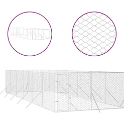 MAISON EXCLUSIVE - Chenil d'extérieur pour chiens argenté 4x12x2 m acier galvanisé