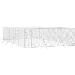 MAISON EXCLUSIVE - Chenil d'extérieur pour chiens argenté 6x10x2 m acier galvanisé
